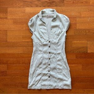 Urban Outfitters Blue Gingham Button Up Mini Dress